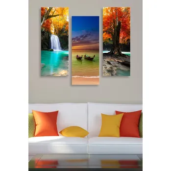 Bytová dekorace ASIR Obraz na MDF 3ks PŘÍBĚH VODY 20 x 50 cm