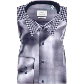 Pánská košile Košile Eterna Comfort Fit Karo Popeline tmavě modrá velikost: 47, délka rukávu: dlouhý rukáv