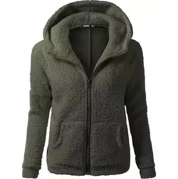 Dámská mikina Teplá podzimní dámská mikina na zip - vojenská zelená,XXXL