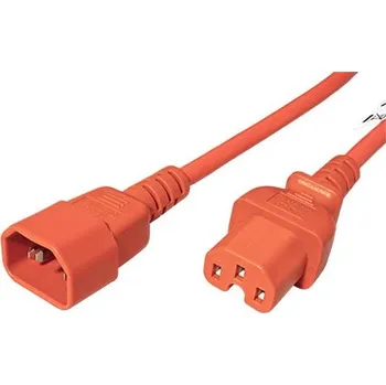Napájecí kabel Dinic Kabel síťový prodlužovací, IEC320 C14 - C15, 2m, oranžový (CB-K-15-2M-OR) - 19.42.1274