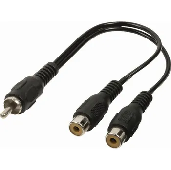 Audio kabel NEDIS Kabel pro Subwoofer | RCA Zástrčka - 2x RCA Zásuvka | 0,2 m | Černá barva