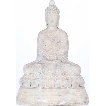 Soška beton Buddha Meditation 38 cm bílá