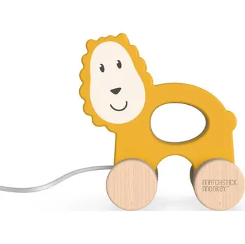 Dřevěná hračka Matchstick Monkey Pull Along Animal tahací hračka Lion 1 ks