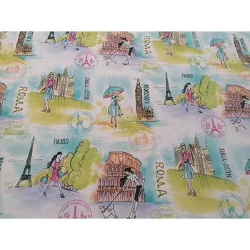 BYTEMA Designová dekorační látka MĚSTA šíře 140 cm