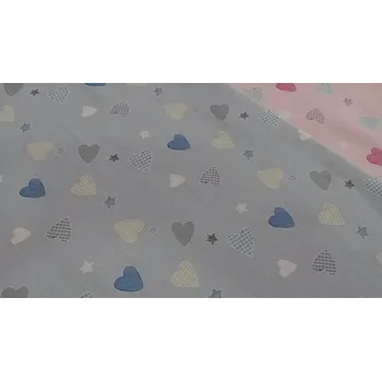 BYTEMA Dětská dekorační látka SRDÍČKA modrá šíře 140 cm