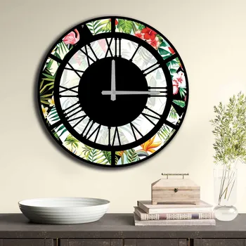 Hodiny ASIR Nástěnné hodiny MDF FLÓRA 50 x 50 cm