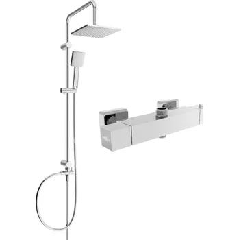 Vodovodní baterie Mexen Tord sprchový set s dešťovou sprchou a termostatickou sprchou Cube, chromová, 77250200-00