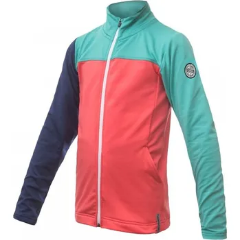 cyklistický dres Mikina dětská SENSOR THERMO celozip korálová/tyrkys/tm. modrá 110