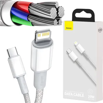 Datový kabel Kabel USB-C -> Lightning / iPhone Baseus Cafule CATLGD-02 1m 20W PD Quick Charging BÍLÝ S KABELEM