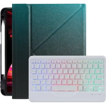 Pouzdro na mobilní telefon Pouzdro s barevně podsvícenou klávesnicí a prostorem na Apple Pencil pro iPad 10,9" (2022) / 11" (2025) - petrolejové