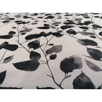 BYTEMA Dekorační látka BLACK OUT LISTY bílo-černé 150 cm