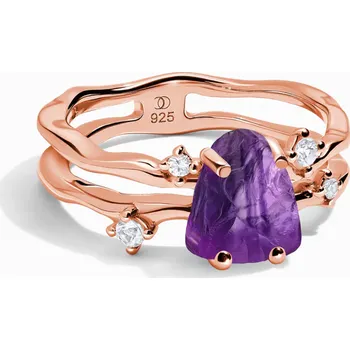 Prsten Royal Fashion prsten 18k zlato Vermeil SKA-R006-ROSEGOLD-AMETHYST Velikost: 8 (EU: 57-58)