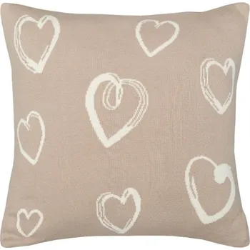 Bytový textil SCANquilt pletený povlak DESIGN srdce béžovosmetanová 45 x 45 cm