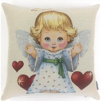 Dekorativní polštářek BYTEMA Vánoční gobelínový povlak HOLČIČKA SRDCE 45 x 45 cm