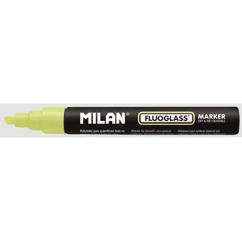 Popisovač Milan Fluoglass křídový na sklo žlutý, 1ks