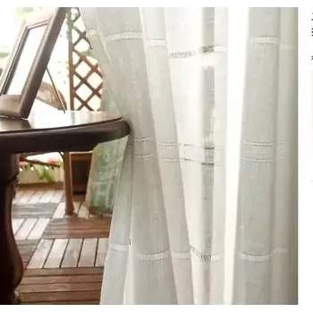 Obývací stěna Bavlněné průhledné záclony - Bílý,300 x 260cm,Oka