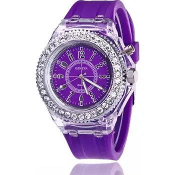 Hodinky Stylové silikonové osvětlené hodinky - Nachový