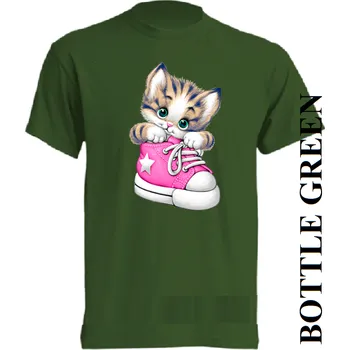 detske-levne-bavlnene-tricko-potisk-kote-bota Barva: Bottle green - lahvově zelená, velikost: 152