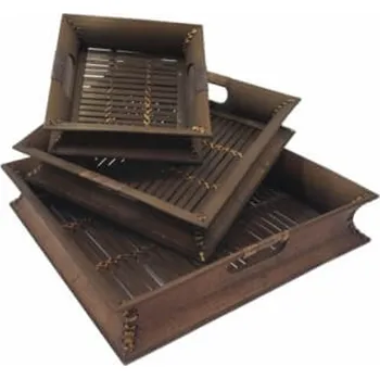 Set podnosů bambus Čtverec 03 36 x 36 cm hnědá