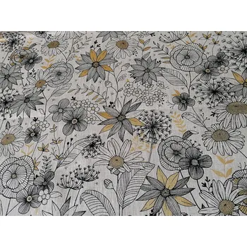 BYTEMA Lněná tkanina DAISY GOLD šíře 150 cm