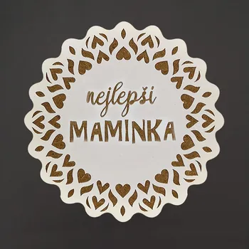 Podtácek AMADEA Dřevěný podtácek kulatý text "nejlepší maminka", průměr 10,5 cm, český výrobek