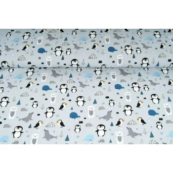 Úplet jednolíc,zvířátka severního pólu , tričkovina, látky, metráž