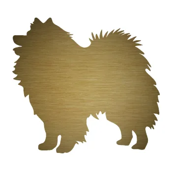 Polep vozidla SAMOLEPKA Pes 192 levá německý špic (64 - škrábaný kov zlatý) NA AUTO, NÁLEPKA, FÓLIE, POLEP, TUNING, VLASTNÍ TEXT, TISK, AUTOSAMOLEPKY.cz, POLEPY, OBRÁZEK, LOGO, SAMOLEPKY