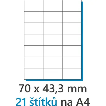 Samolepící etiketa Etiketa 70x43,3mm/100ks, A4 bílá, Labels 1/21