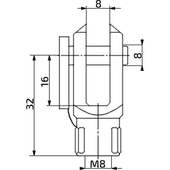 Příslušenství pro přívěs AL-KO Vidlice k plynové vzpěře 6x16, otvor 8mm, pro závit M8