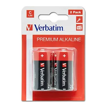 Článková baterie Baterie alkalická, malý monočlánek, C, 1.5V, Verbatim, blistr, 2-pack, 49922, malý monočlá