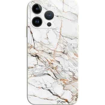 Pouzdro na mobilní telefon Kryt iPhone 14 Pro Mramor bílo-oranžový (obal neboli pouzdro na iPhone 14 Pro)
