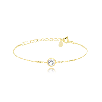 Náramek MINET Decentní pozlacený stříbrný náramek s bílým zirkonem