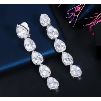 Náušnice B-TOP Náušnice klipsy se zirkony Zirkon Diamond - bílé pozlacení