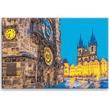 Dětské zboží Malování podle čísel - Pražský orloj - 60x40 cm, bez dřevěného rámu - CZ výroba