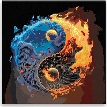 Malování podle čísel - Jin Jang 02 - 40x40 cm, bez dřevěného rámu - CZ výroba