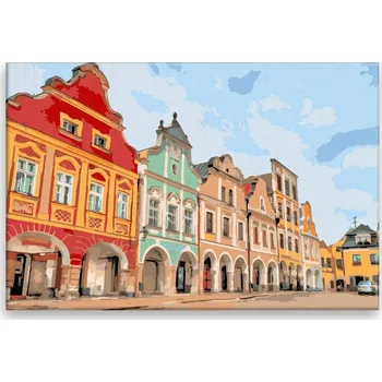 Dětské zboží Malování podle čísel - Náměstí Telč 03 - 60x40 cm, bez dřevěného rámu - CZ výroba