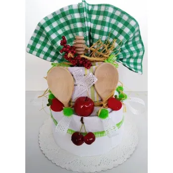 VER Textilní dvoupatrový kuchyňský dort zeleno-bílý