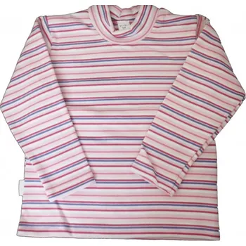 Hřejivé tričko dlouhý rukáv se stojáčkem - PROUŽKY růžovo-fialové - vel.104