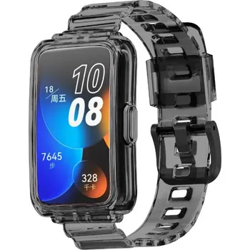 Příslušenství k chytrým hodinkám Transparentní silikonový řemínek pro Huawei Band 6/7/8 Barva: černý, Pro Přístroj: Huawei Band 6/7/8