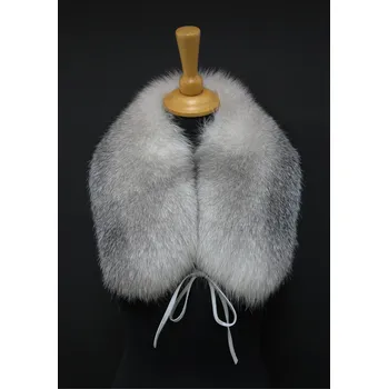 Špongr Kožešinový límec z platinové lišky L312 + šňůrky