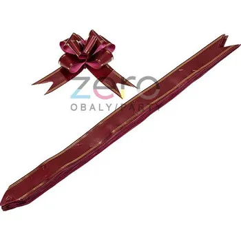 Stuha Stahovací mašle 3,3 cm x 25 ks - bordó s pruhy