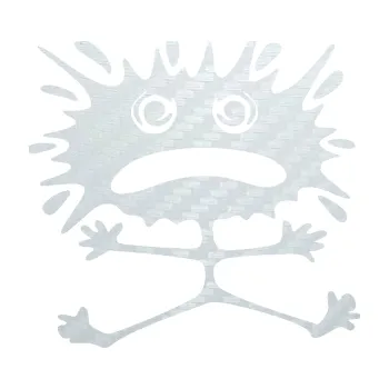 Samolepicí dekorace na vozidlo Kaňka s očima 002 rozpláclá (51 - 3D karbon bílý) SAMOLEPKA NA AUTO, NÁLEPKA, FÓLIE, POLEP, TUNING, VLASTNÍ TEXT, TISK, AUTOSAMOLEPKY.cz, POLEPY, OBRÁZEK, LOGO, 3D STICKERS