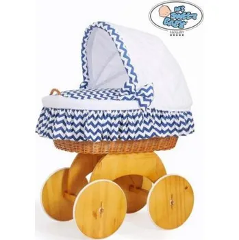 Kolébka pro miminko My sweet baby luxury Proutěný koš s boudou HANNAH > varianta CIKCAK tmavě modrá 2022