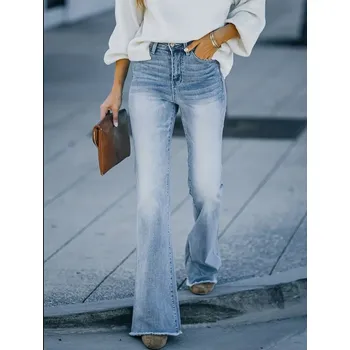 Dámské kalhoty Dámské trendy džíny s nohavicemi "do zvonu" Barva: modrá, Velikost: XS