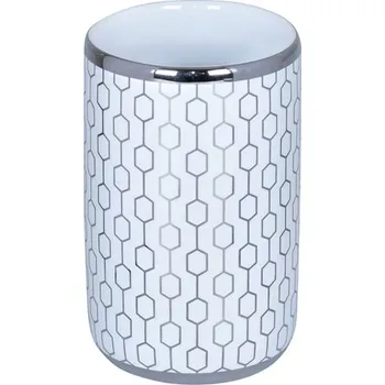 Držák na kartáček BISK Erga Cadril, sklenice na zubní kartáčky na postavení, bílá-chromová, ERG-08184