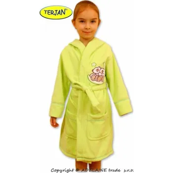 Dívčí župan Dětský hřejivý župánek fleece - MEDVÍDCI NA MĚSÍČKU zelený - vel.86-92