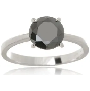 Prsten Dámský stříbrný prsten s černým zirkonem STRP0467F