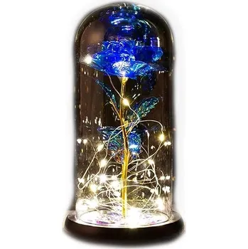 umělá květina Medvídárek Svítící věčná růže ve skle