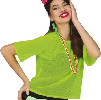 Karnevalový kostým Fiestas Guirca Síťované retro tričko disco 80. léta neonově zelené L