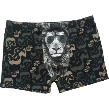 Pánské spodní prádlo Pesail Veselé pánské bavlněné trenkoslipy Lev dolar Barva: černá, Velikost: L 3+1 ZDARMA (přidejte 4 ks do košíku)